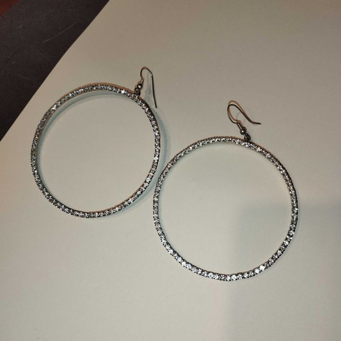 Дамски обеци, обици    големи халки   ф 10см, халки с камъни ф 6,5 см