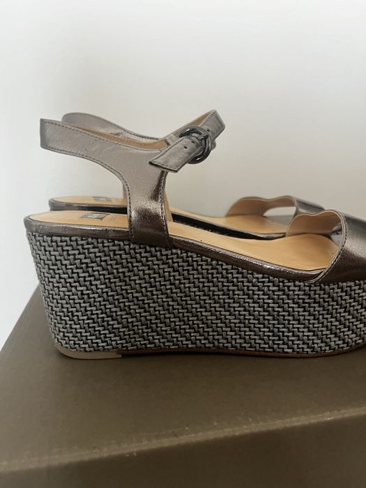 Сандали Естествена Кожа Сребристи EU 39 Bata