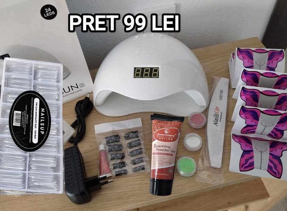 Set Lampa Unghii Polygel Constructie tipsuri reutilizabile