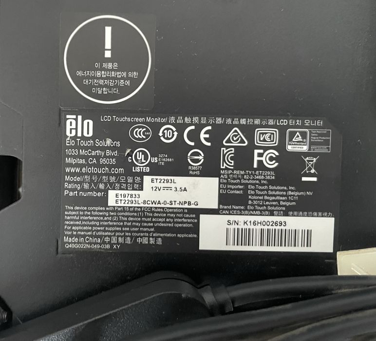 Monitor Elo Touchscreen “22 inch”