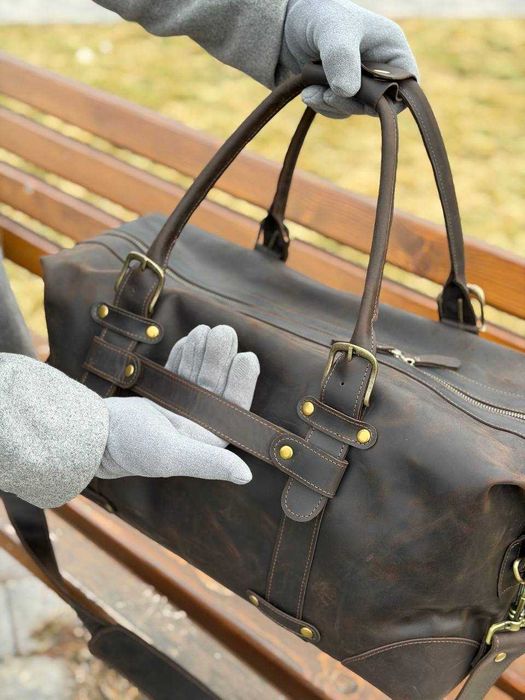 Geantă de călătorie din piele naturală. Duffel Bag. Leather Weekender