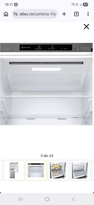 Vand (Sibiu) - Combina frigorifica LG 344L No Frost, 186cm, Clasa C, ca noua, cu factura - 6 luni vechime