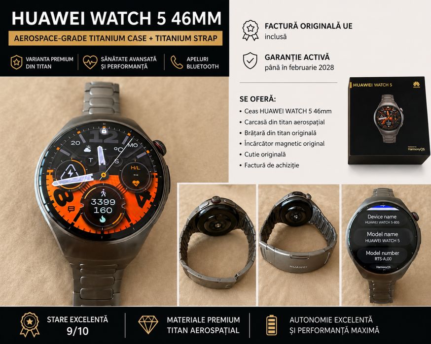 HUAWEI WATCH 5 46MM Aerospace-Grade Titanium Case+Titanium Strap