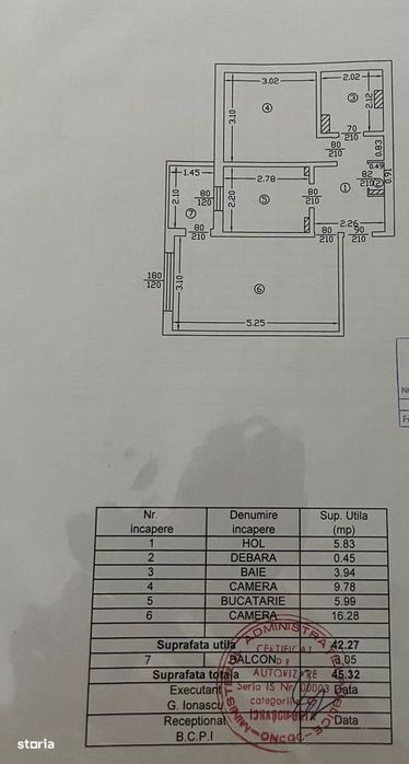 Etaj 2-Podul de Fier Intersectie-2 Camere Decomandat-bloc 81'