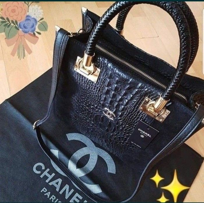 Geanta damă piele naturala,insertii model croco și piele întoarsă, sac