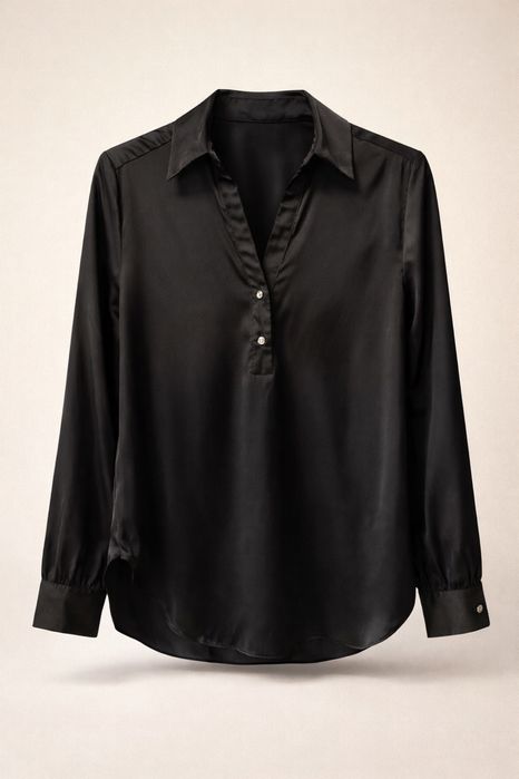 Bluza dama neagra eleganta satin AMISU marime S M