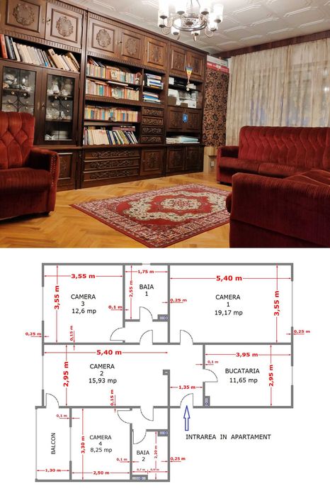 Vând  apartament  4 camere  Micro.4