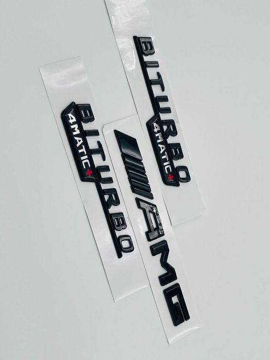 Set Embleme Compatibile Mercedes biturbo 4matic+ AMG negru