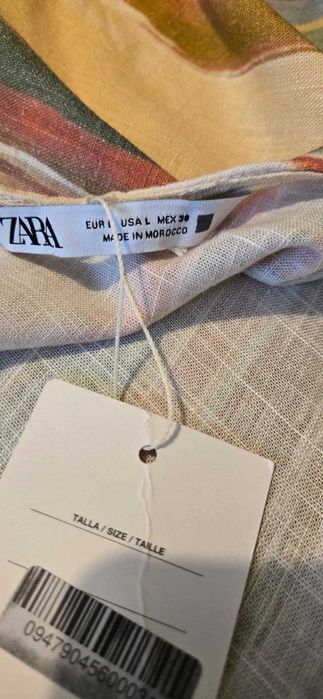 Rochie midi de vara, din in &bumbac, Zara, noua