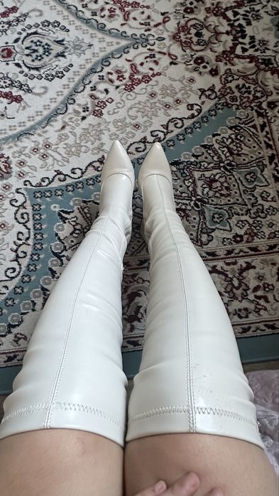Сапоги Белые С каблуком есть ТОРГ