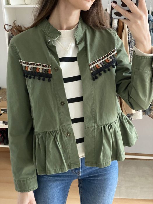 Тънко маслено зелено пролетно яке Reserved