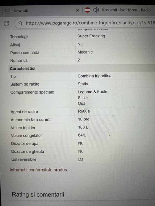 Combina frigorifi Candy 130