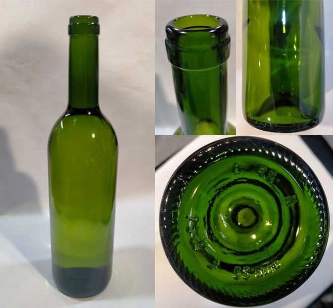 Бутылка винная под пробку, толстое зеленое стекло пр-во Франция, 750ml