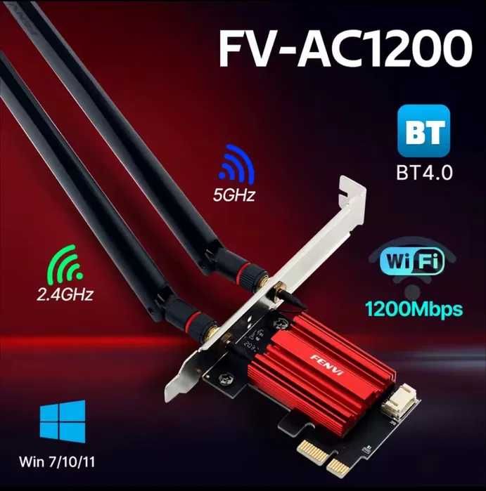 Продам новую сетевую карту Fenvi AC1200 Wi-Fi 5 Bluetooth PCI Express
