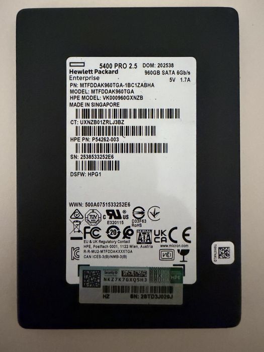 7 SSD HP Enterprise PM893 480GB