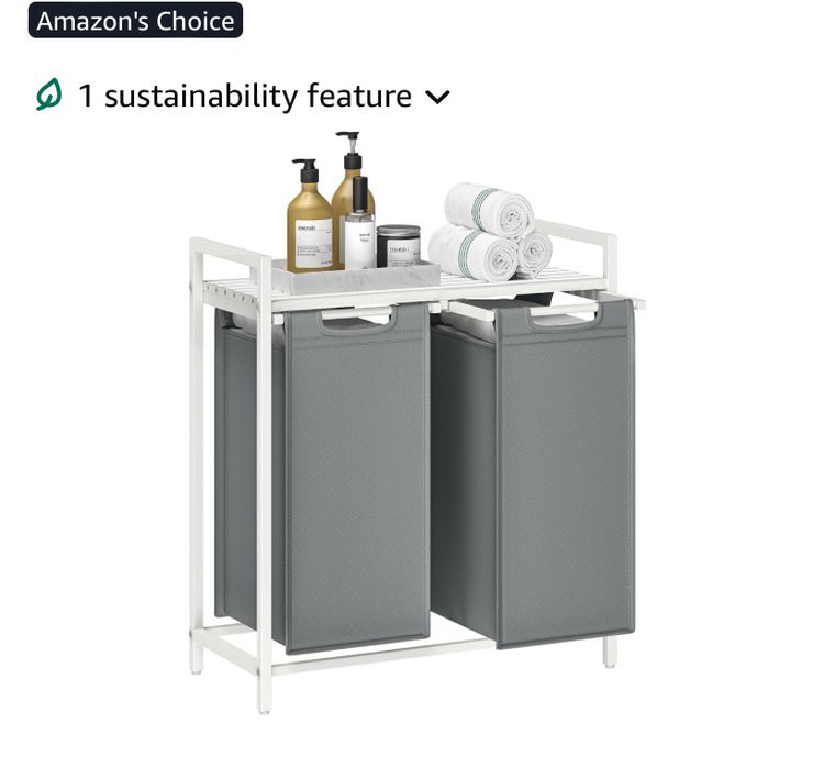 Кош за пране с 2 отделения и рафт