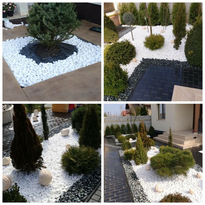 Piatra rotunjita marmura alba neagra bej decorativa amenajari gradina