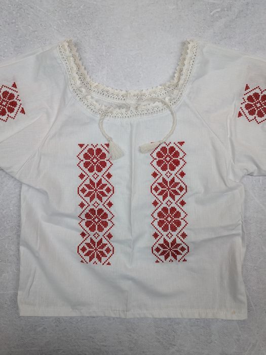 Ie Traditionala Romaneasca Motive Folclorice Broderie Rosie copii / fe