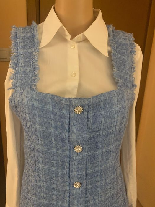 Рокля  сукман в небесносин цвят букле Zara, размер S/M