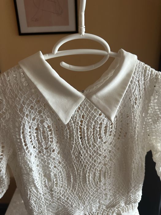 Стилна бяла дизайнерска рокля. За повод - кръщене/ сватба. Дантела