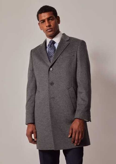 Palton slim 50 L 52 XL premium CINQUE lana moale dark grey