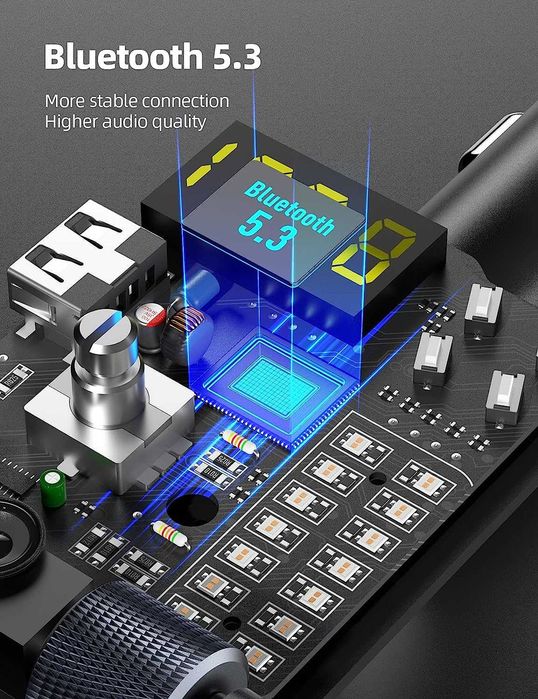 Nulaxy KM34'2023 Bluetooth FM трансмитер за автомобил,със зарядно и Flash Player
