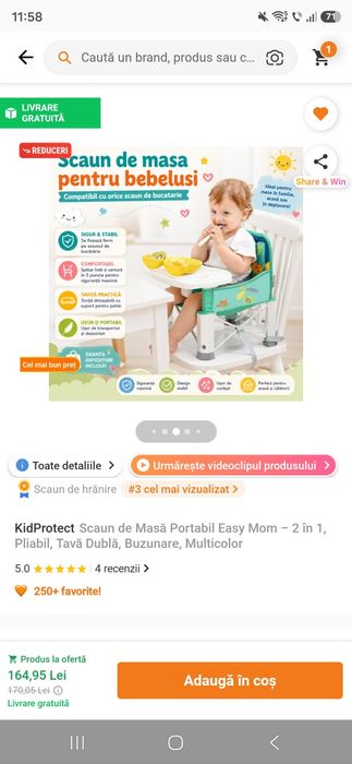 Scaun de masa portabil 2 in 1