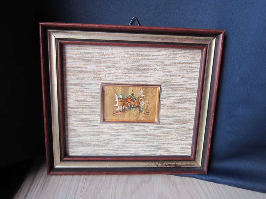 cadou rar Italia 1970 Peisaj pe foita de aur miniatura