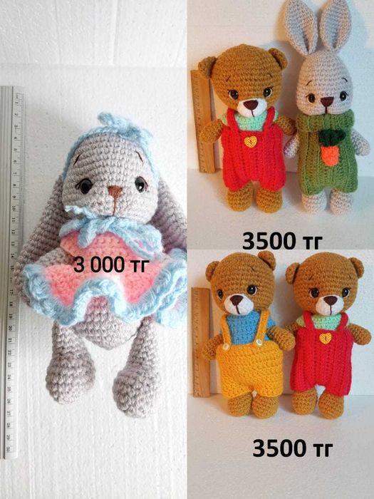 Вязаные игрушки ручной работы.