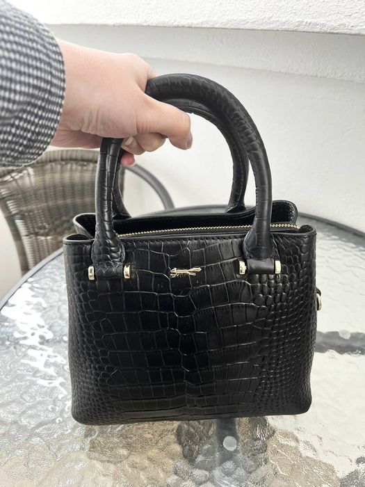 Geanta Top Handle Piele Naturala Model Croc Paul Costelloe