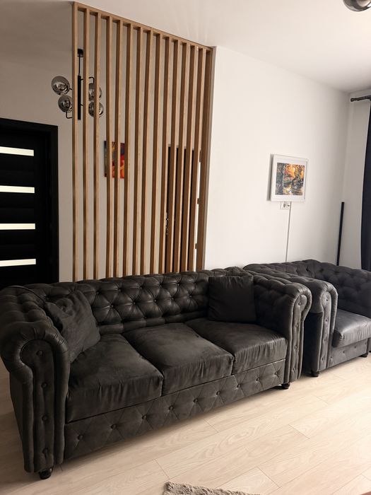 Canapea plus fotoliu stil Chesterfield