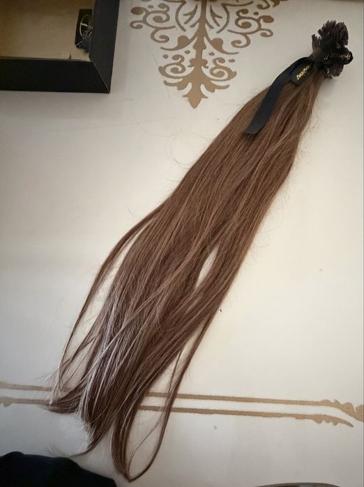 100% естествена е косата Кератинови кичури  230 грама 60 См