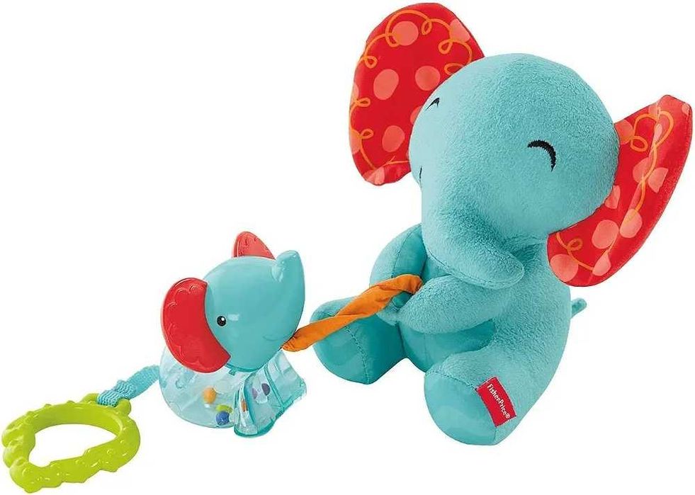 Плюшена интерактивна дрънкалка слон Fisher Price - Мама-слон с вибриращо бебе