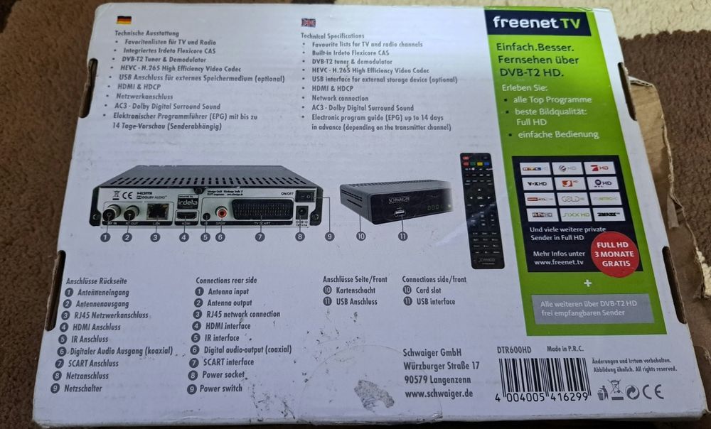 Decodor receptor receiver DVB-T2