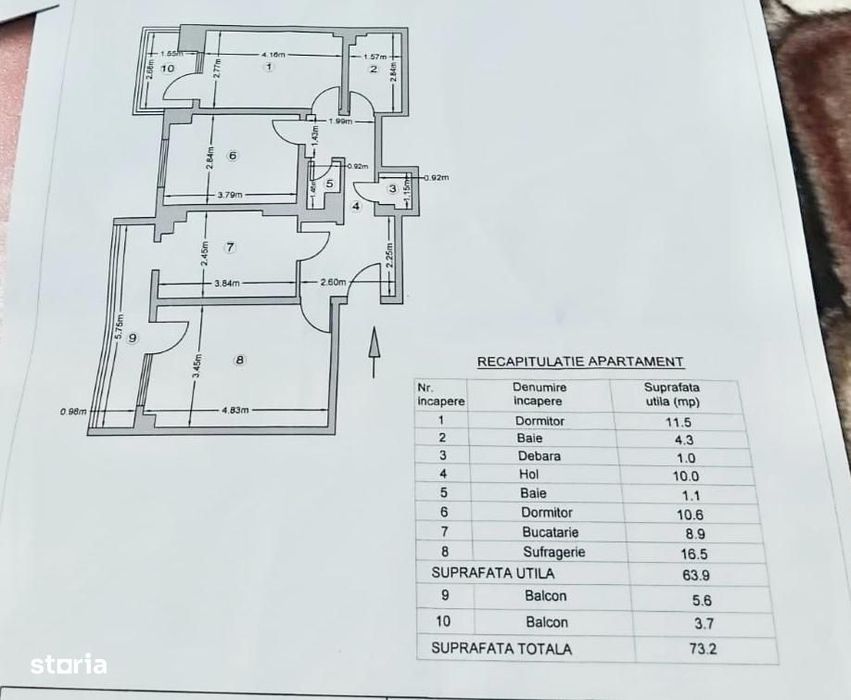 Apartament 3 camere, decomandat, 2 bai, oras Targu Frumos, jud Iasi