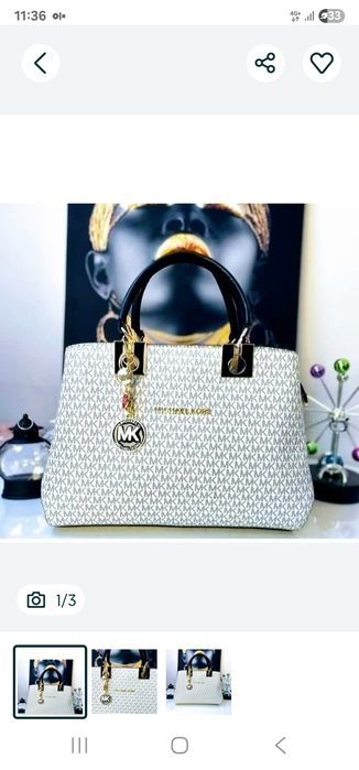 Geanta damă Michael Kors, model office,logo metalic auriu, saculet
