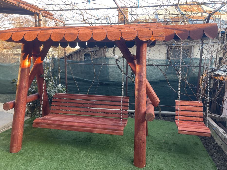 Balansoar din lemn masiv de brad rotund / leagan