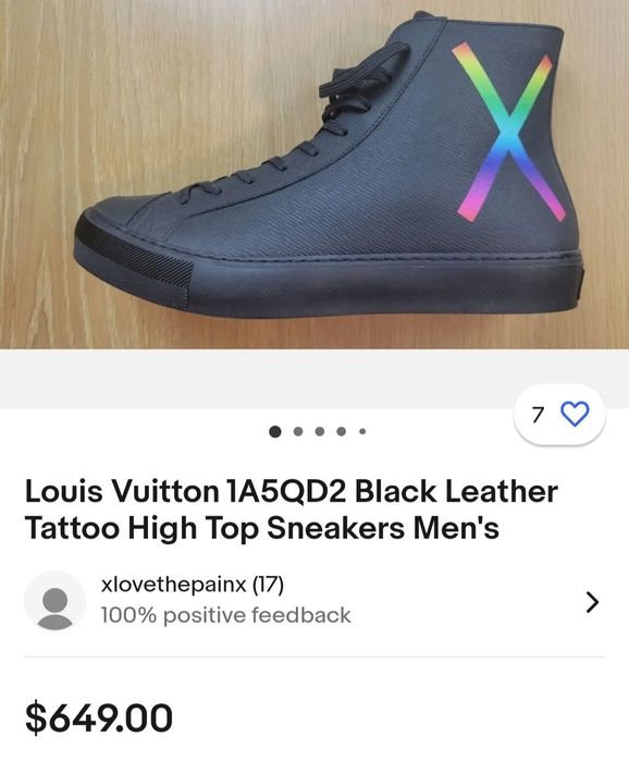 Papuci Louis Vuitton SNEAKERS MEN'S BLACK LEATHER (44)