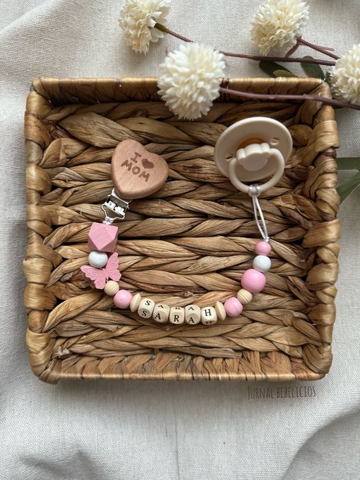 Lănțișor pentru suzeta din Silicon si lemn