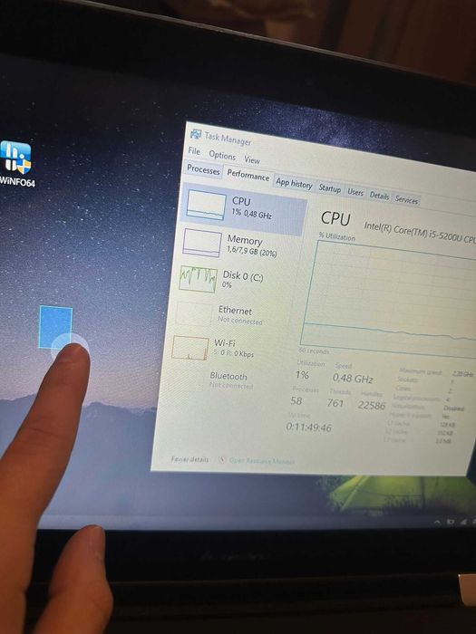 Lenovo I5 5200U Touch Screen 15 inch 8Gb Ram 256 SSD Baterie 2-3H