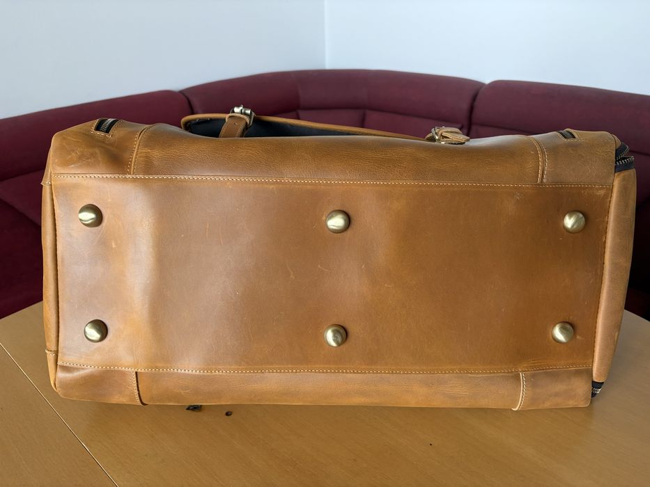 Кожен сак / пътна чанта от конска естествена кожа – светло кафяво