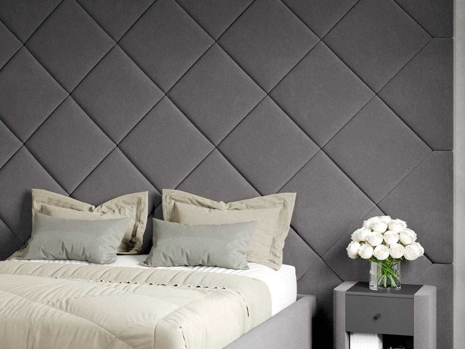 Pat Tapitat Panou Inalt C3 Dubai Gri pentru saltea 190 rabatabil+lada