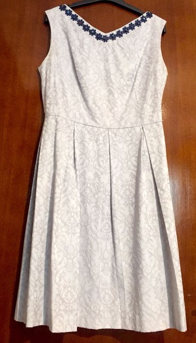 Rochie midi de ocazie, gri lila-lavanda, marime 42