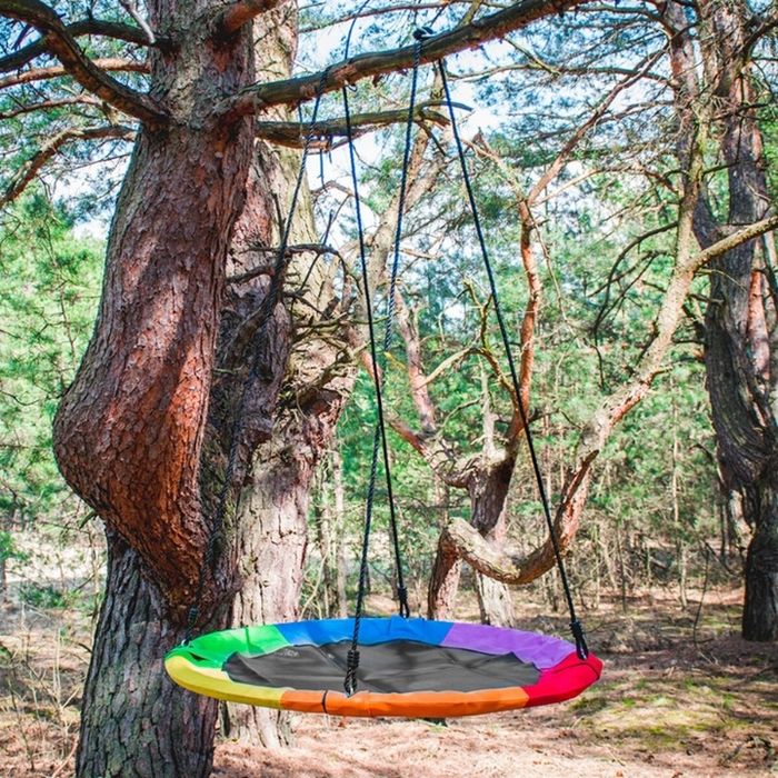 Детска люлка Costway, 100 см, многоцветна/синя, 150 кг