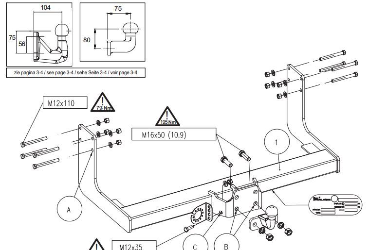 carlig remorcare mercedes sprinter van cu treapta 2006 - 2018