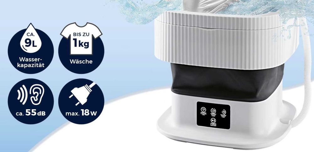 сгъваема мини къмпинг студентска пералня 12V 18W 9L