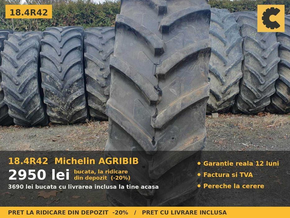 Cauciucuri 18.4R42 18.4-42 480/80R42 Michelin Agribib ANVELOPE Tractor Spate John Deere Fendt Case SH GARANTIE Factura TVA Livrare