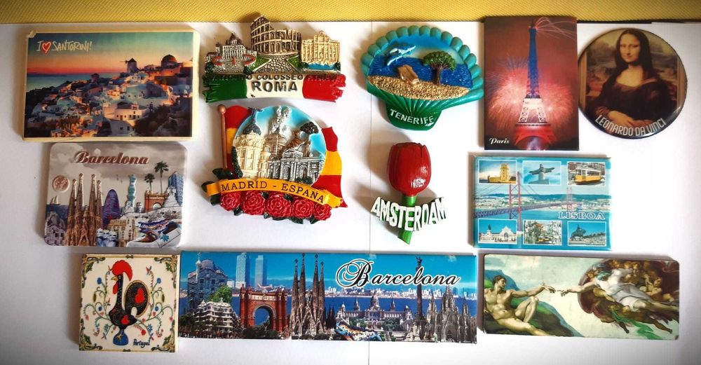 12 magneți de frigider, suveniruri de călătorie