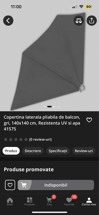 Copertina pliabila pentru balcon