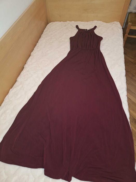 Официална дълга рокля в цвят бордо